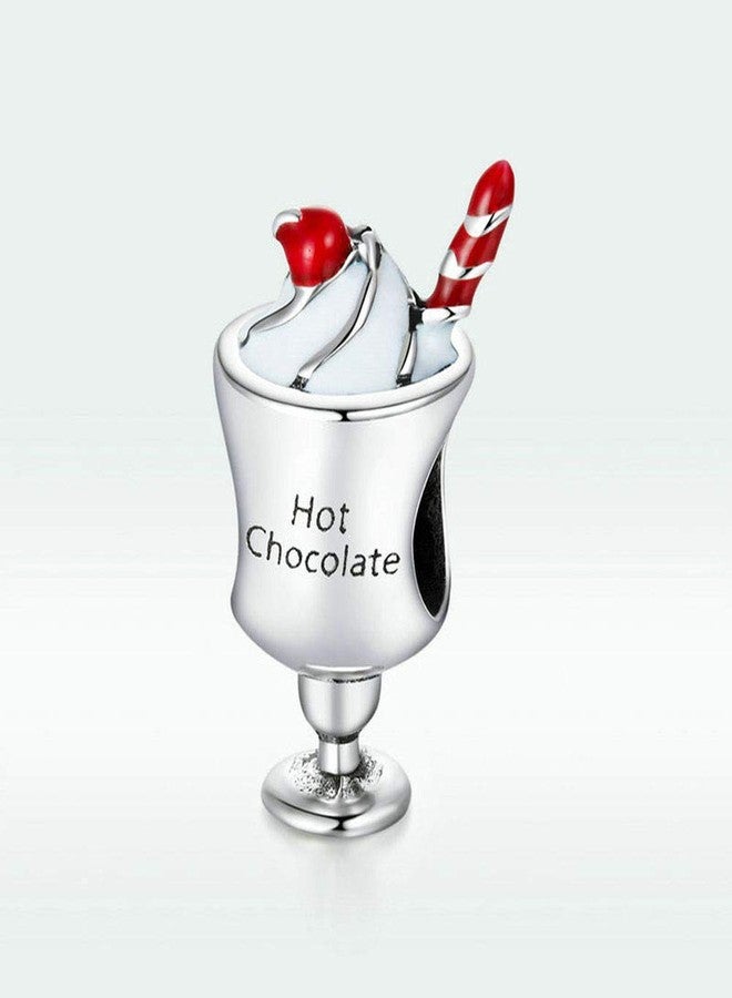 LAMOONY Coffee Charm 925 Sterling Silver Hot Chocolate Ice Cream Drink Wine Book Chips Donut Charm for Pandora Charm Bracelet (Hot Chocolate) - Image 2